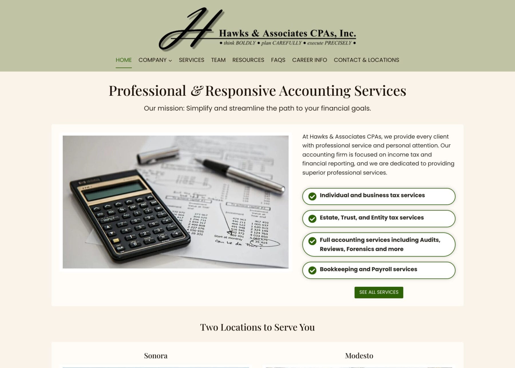 Hawks & Associates CPAs screenshot.